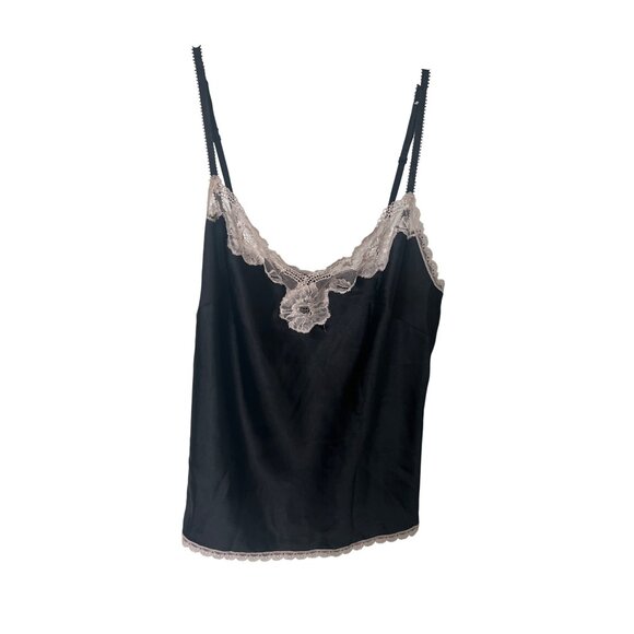 Black Lace Trim Satin Lingerie Set With Adjustable Straps - Picture 4 of 9